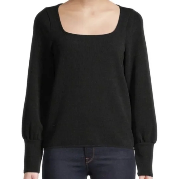 Madewell Ottoman Square Neck Top Black Size M Womens - Picture 1 of 6